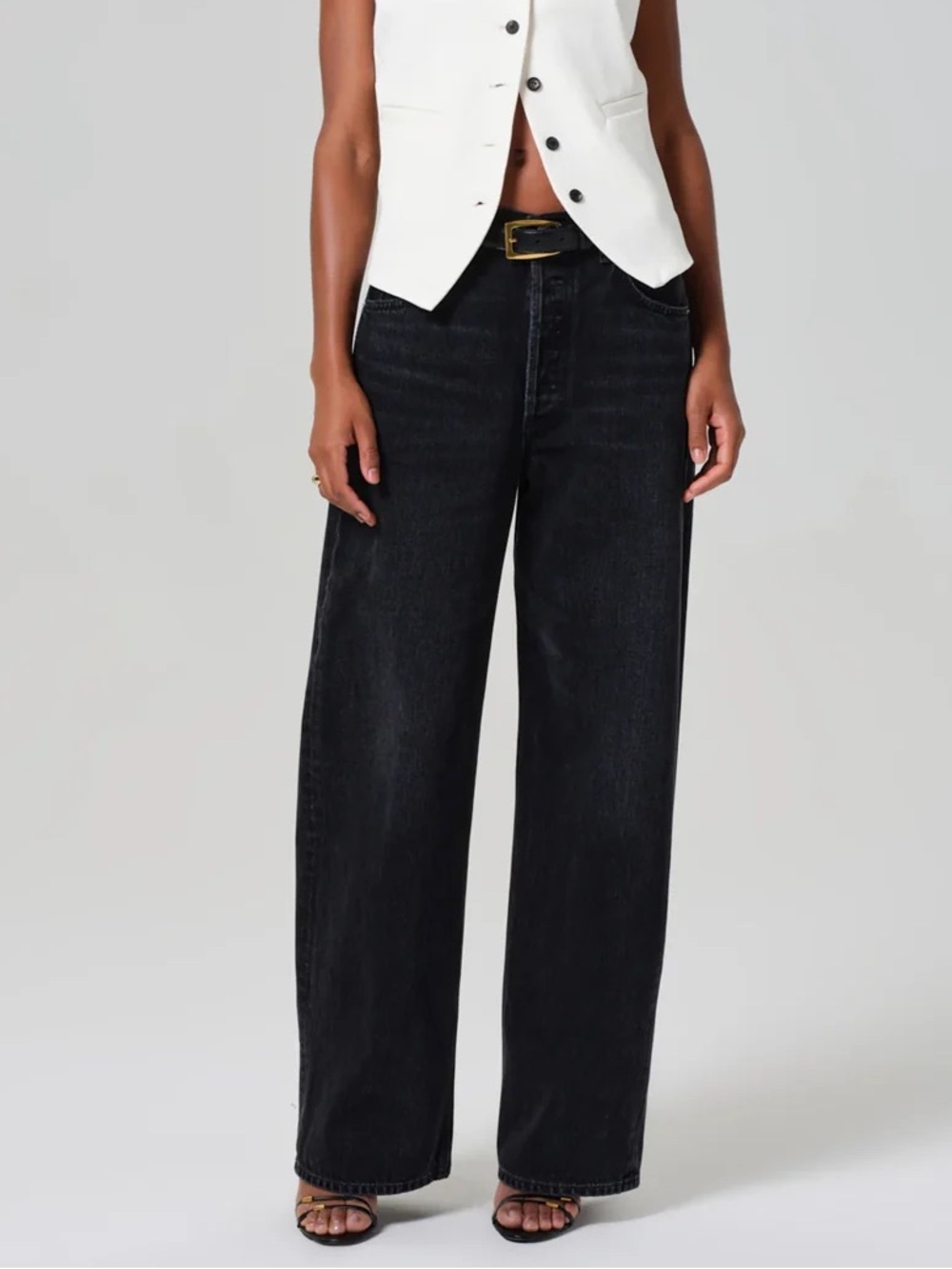 Citizens Of Humanity Ayla Cuffed Baggy Wide Leg Jeans Black Women’s Size 31 NEW